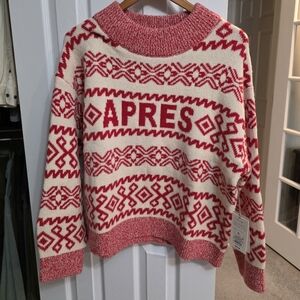a new day Cream and Red Fair Isle 'APRES' Knit Sweater
